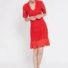 Ana Alcazar Korte Mouwen Jurk Santyle Rood -JurkChic Verkoop ana alcazar 046955 2694 500 2