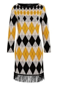 Ana Alcazar Franjes Jurk Vekyra Geel -JurkChic Verkoop ana alcazar 047416 2807 900 1