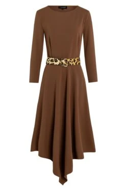 Ana Alcazar Midi Jurk Walore Bruin -JurkChic Verkoop ana alcazar 047504 2828 800 1