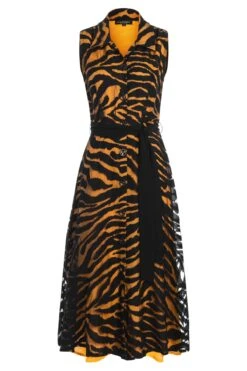 Ana Alcazar Blouse Jurk Zapa Zwart-Bruin -JurkChic Verkoop ana alcazar 047566 2852 1001