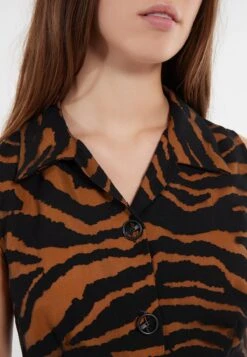 Ana Alcazar Blouse Jurk Zapa Zwart-Bruin -JurkChic Verkoop ana alcazar 047566 2852 1006