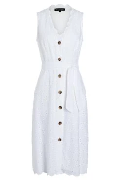 Ana Alcazar Mouwloos Jurk Zekyl Wit -JurkChic Verkoop ana alcazar 047612 2863 7001