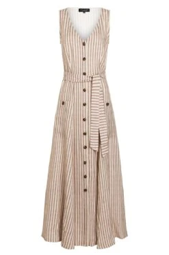 Ana Alcazar Midi Jurk Zemy Donker-Beige -JurkChic Verkoop ana alcazar 047622 2866 8081