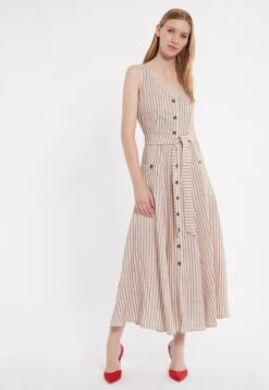 Ana Alcazar Midi Jurk Zemy Donker-Beige