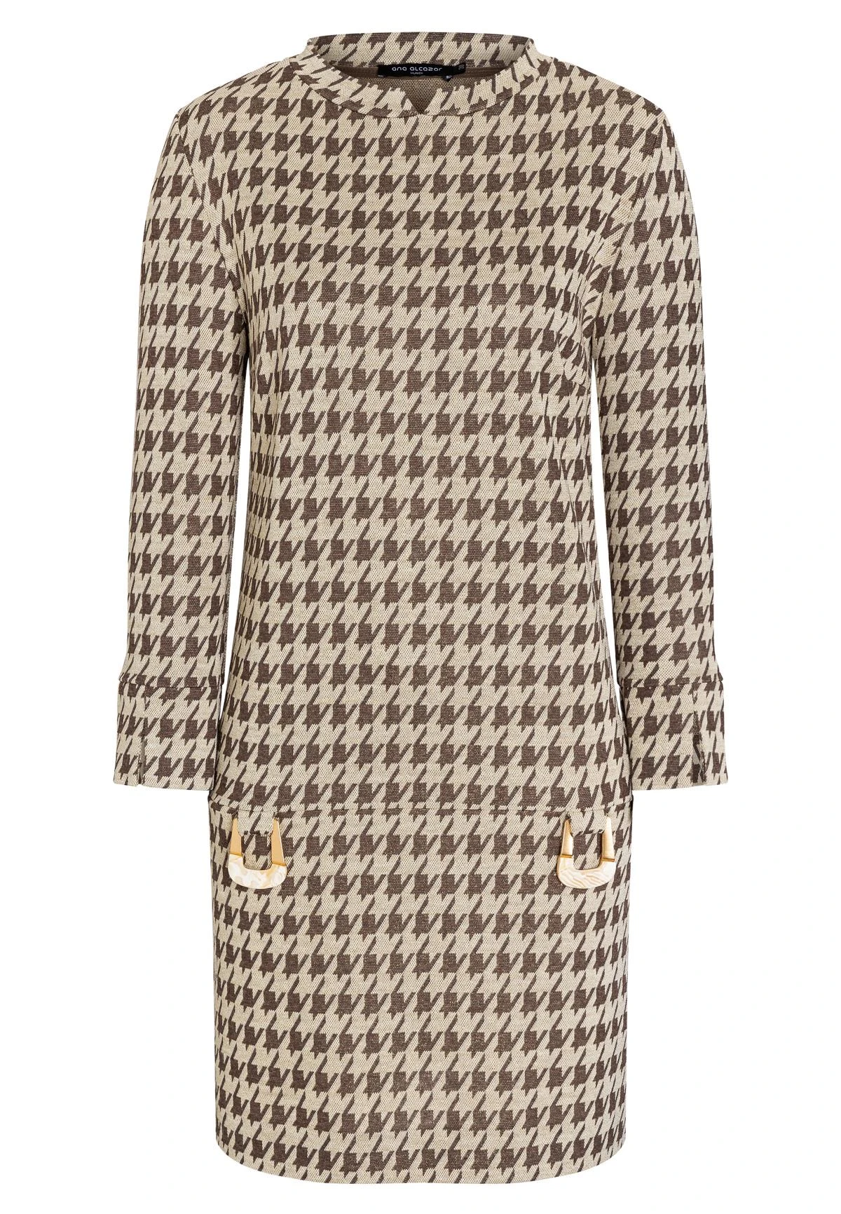 Ana Alcazar Houndstooth Jurk Beipy 9 Ana Alcazar Houndstooth Jurk Beipy - Afbeelding 7