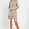 Ana Alcazar Houndstooth Jurk Beipy -JurkChic Verkoop ana alcazar 048126 2979 8002