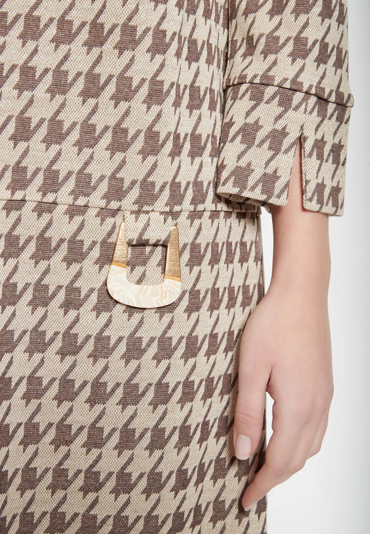 Ana Alcazar Houndstooth Jurk Beipy 6 Ana Alcazar Houndstooth Jurk Beipy - Afbeelding 4