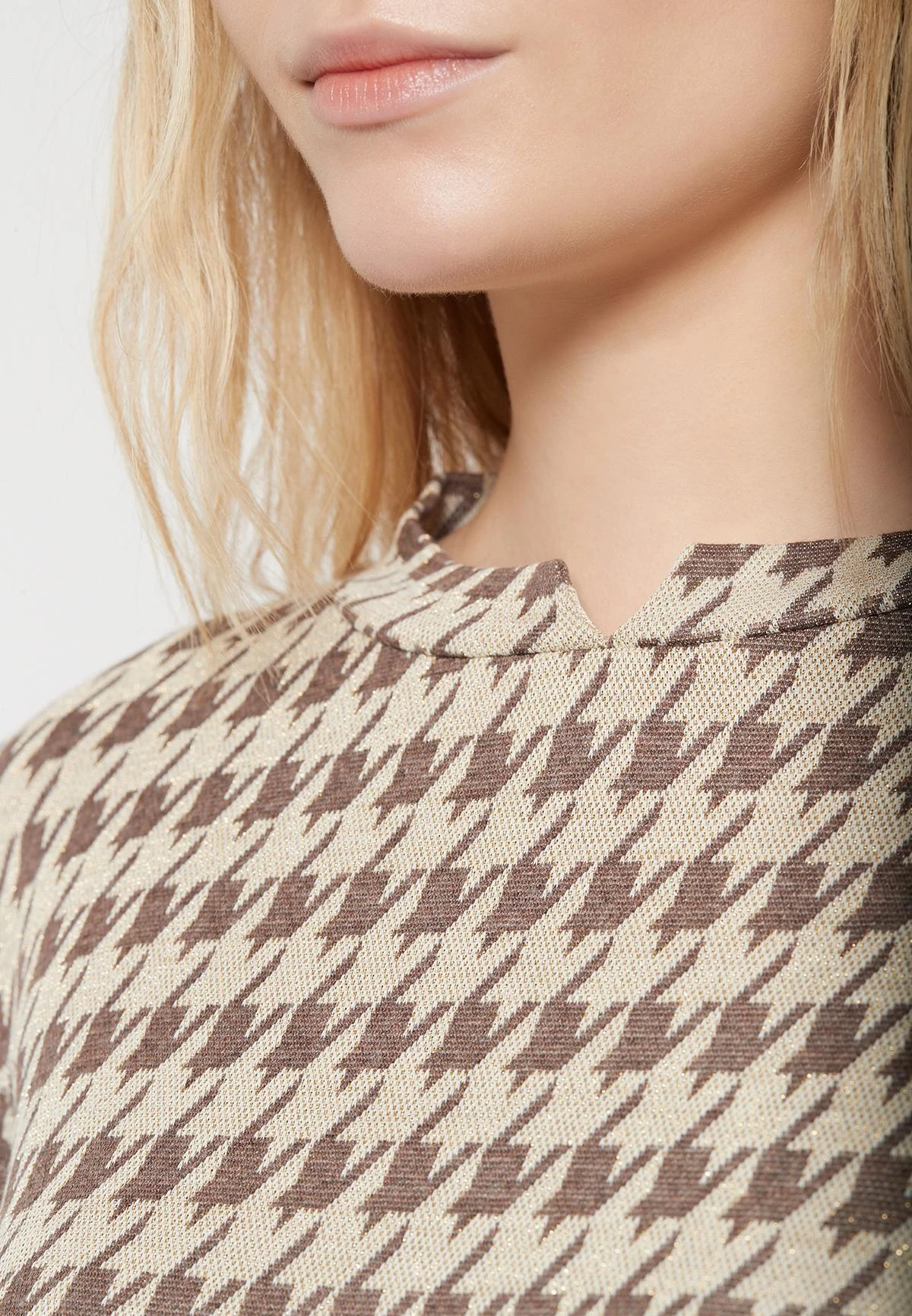 Ana Alcazar Houndstooth Jurk Beipy 7 Ana Alcazar Houndstooth Jurk Beipy - Afbeelding 5